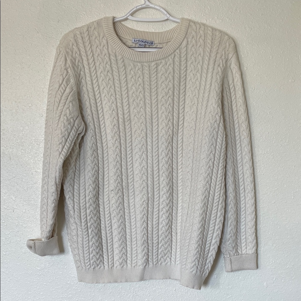 Love Olive Co Cream Cable Knit Sweater